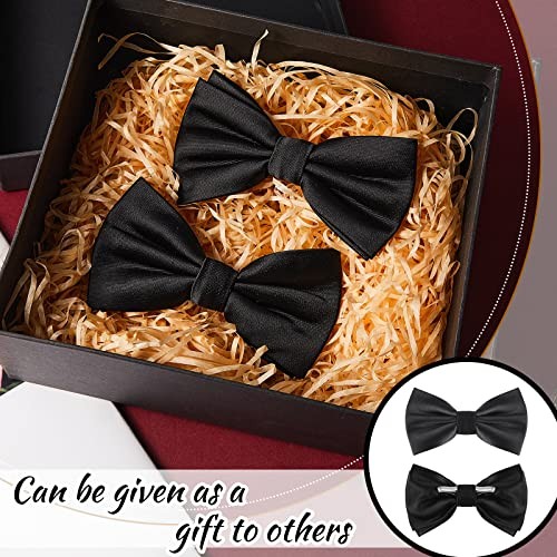 Geyoga 2 Packs Clip on Bow Ties for Men Solid Bow Tie for Costume Wedding