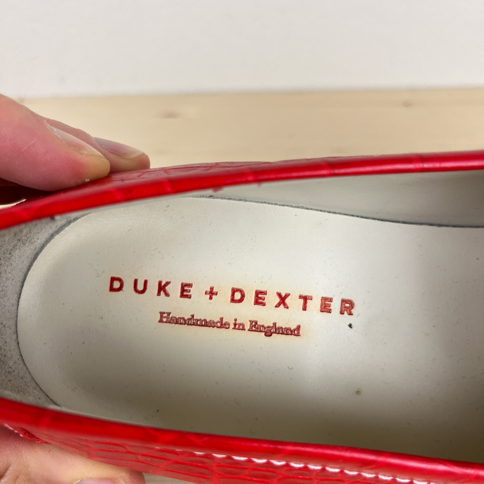 Duke + Dexter x Peachy Den Loafers Womens UK 8 Red Crocodile Stamp Leather Rare