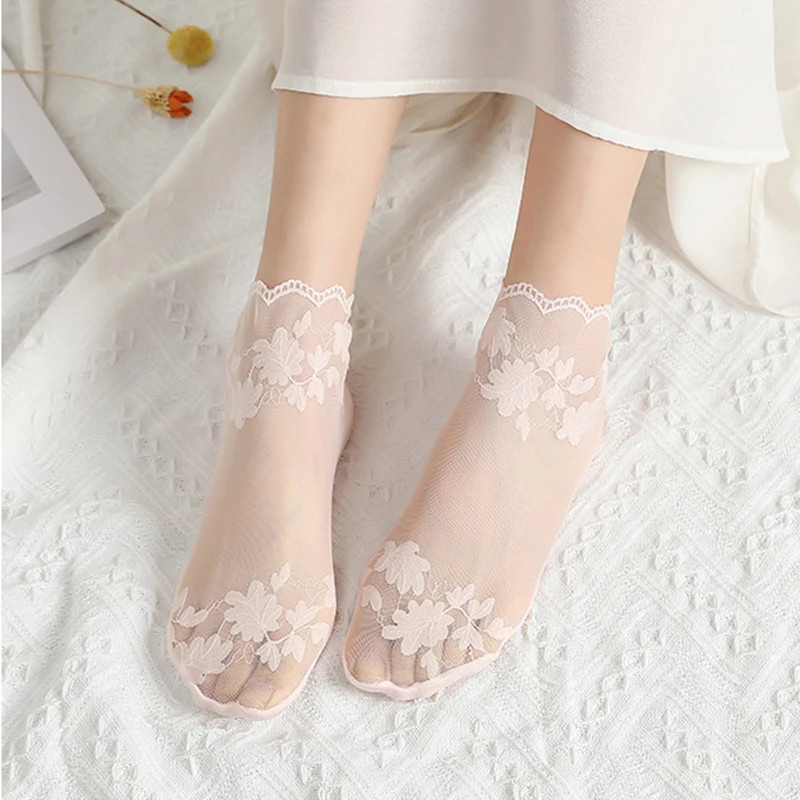 Socks women’s Lace Transparent Lolita Invisible Summer Thin Short Ankle 5pcs/lot