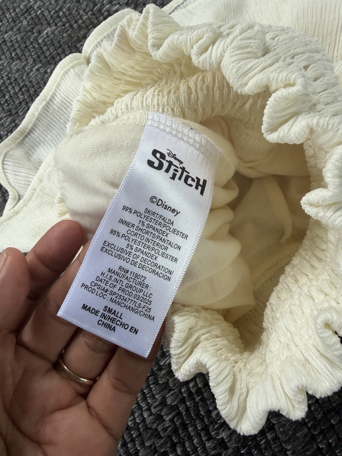 Disney Stitch Embroidered Ivory Knit Pull-On Elastic Waist Girls Skort Small