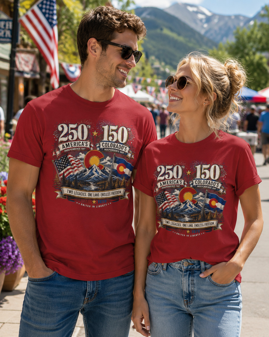 America 250 – Colorado 150 Commission Shirt 4th of July 1776 1876 USA Tee