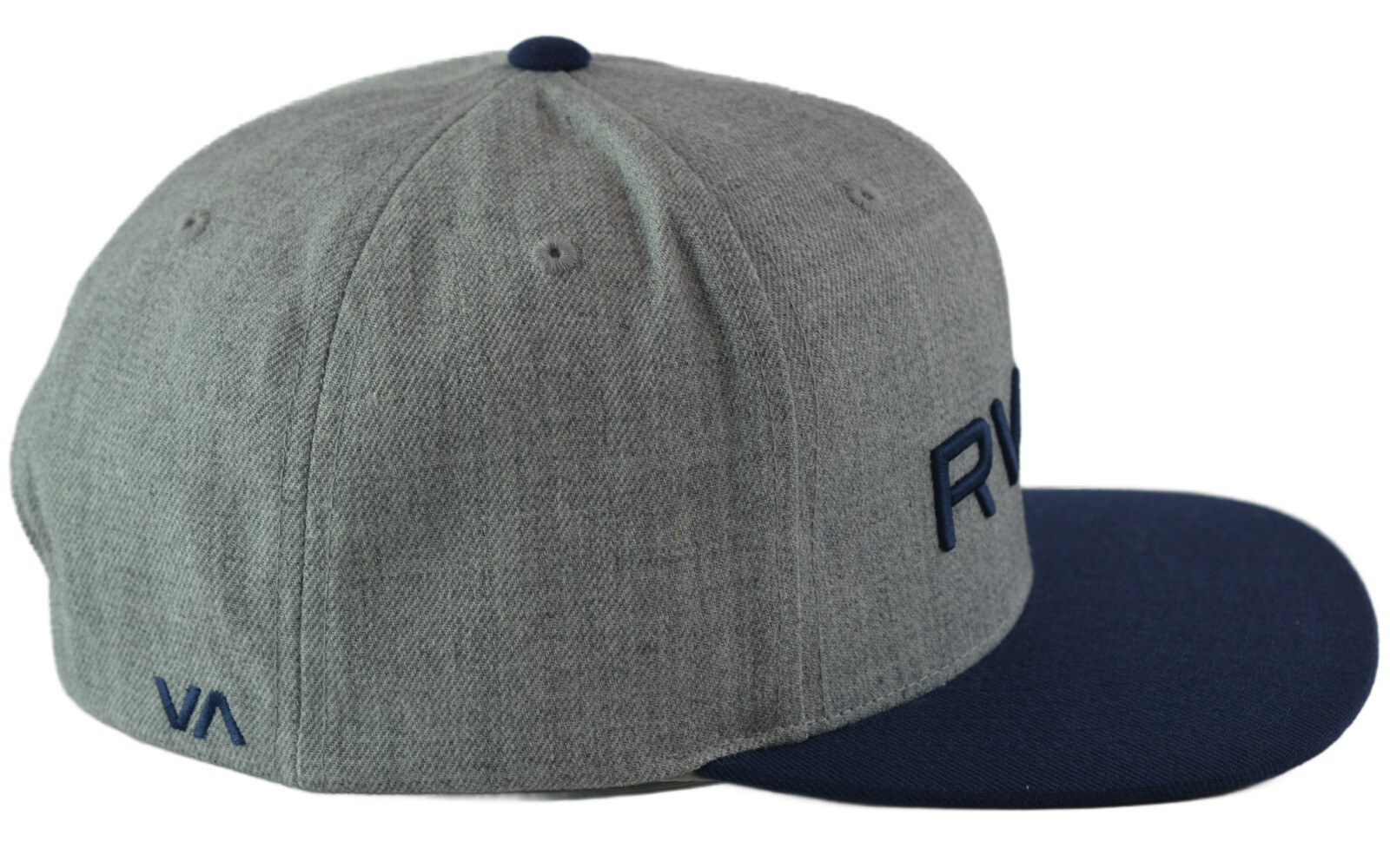 RVCA Twill Heather Gray & Navy Blue Logo 2 Tone Adjustable Hat Mens Snapback Cap