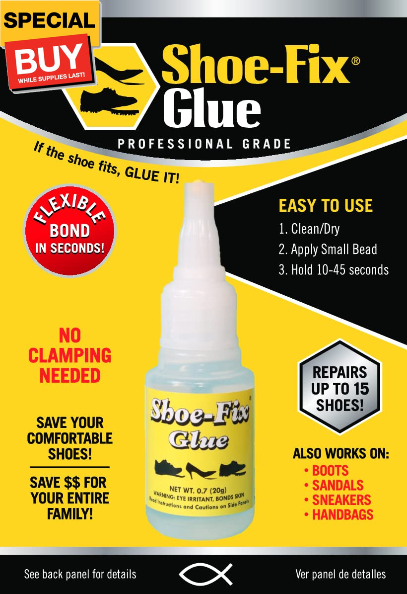 Glue Professional Grade Repair Adhesive for All Footwear Instant Bond, Clear Dry