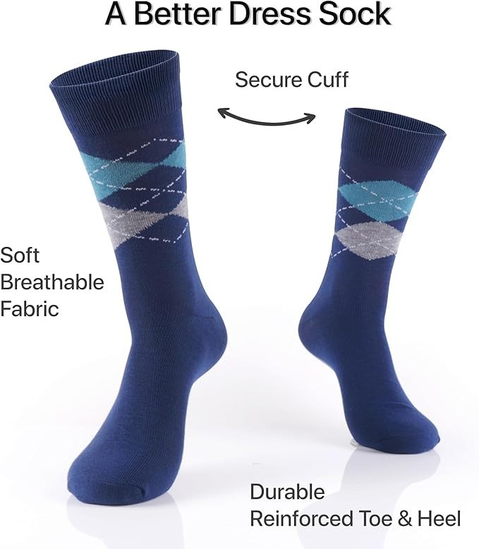 12 Pack Men’s Dress Socks – Argyle & Classic Patterns – Holiday Gift Set