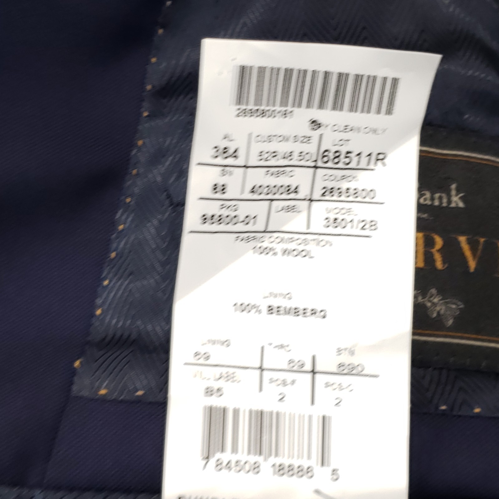 Jos A Bank Reserve Vitale Barberis Suit Jacket Mens 52R Navy Wool Two Button NEW