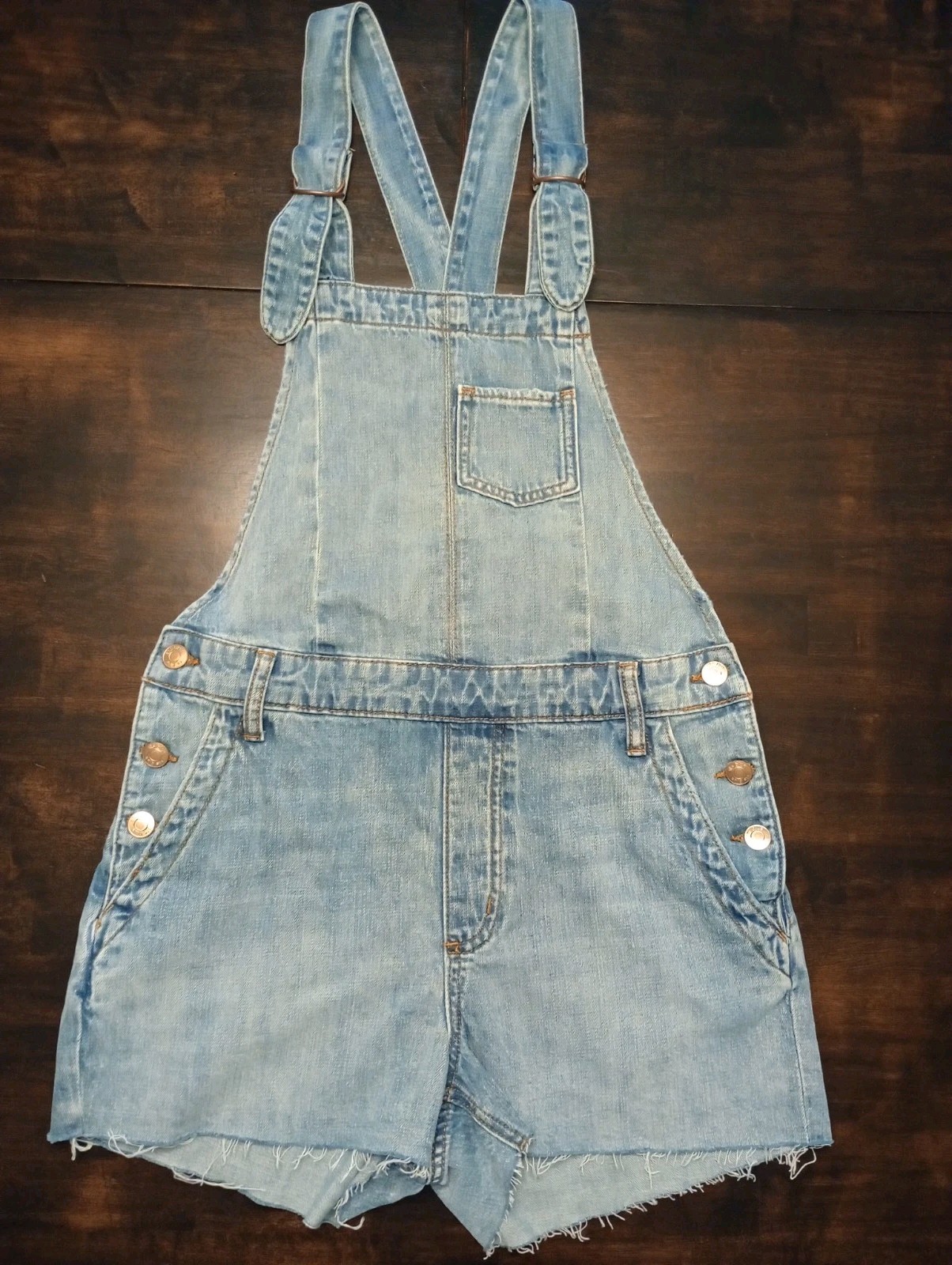Denim Shortalls Womens Small/25 Bib Overall Shorts Blue Summer Festival EUC