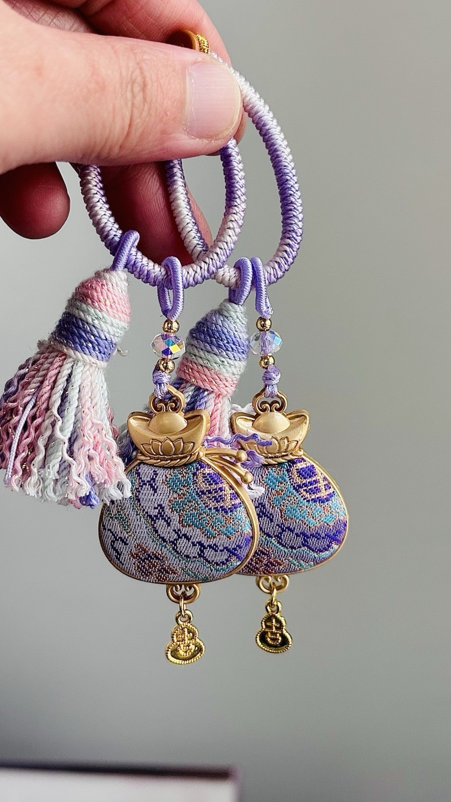 Handmade Song Brocade Embroidery Money Bag Key Chain Or Bay Ring Accessory
