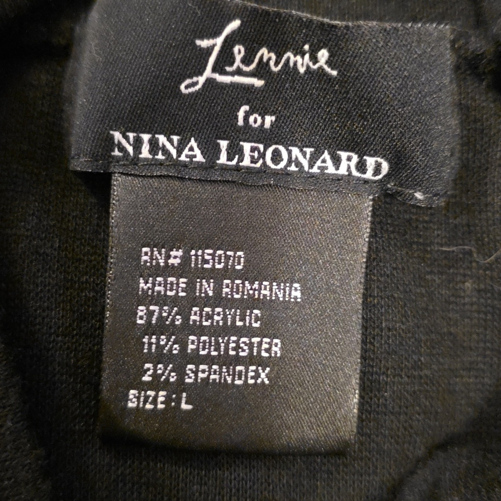 Lennie for Nina Leonard Black Turtleneck Maxi Length Capsule Wardrobe Women 14/L