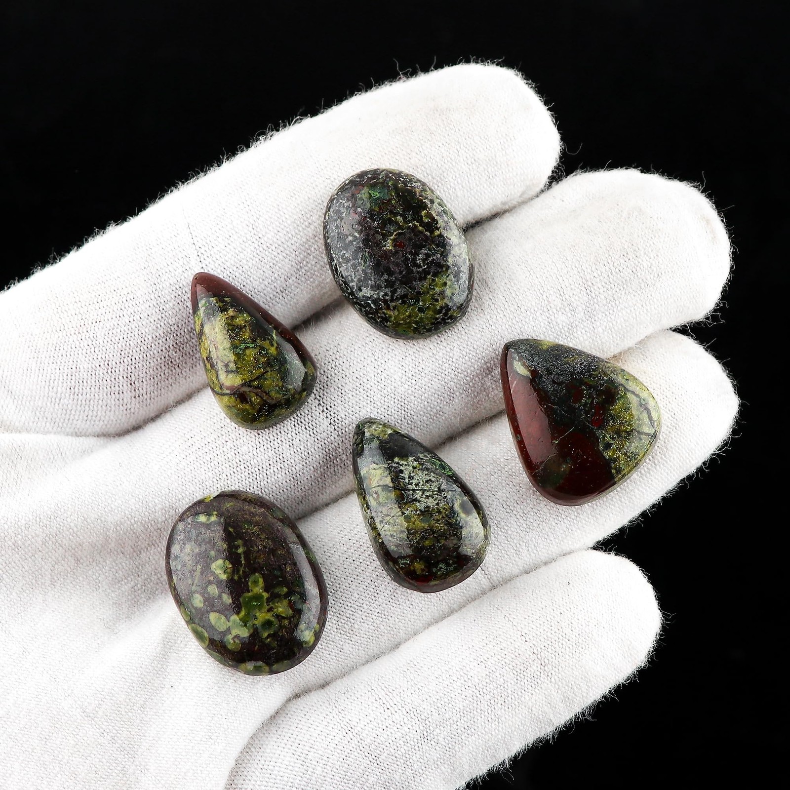 Wholesale 5pcs Natural Dragon Blood Jasper Loose Gemstone Bulk Cabochons Jewe…