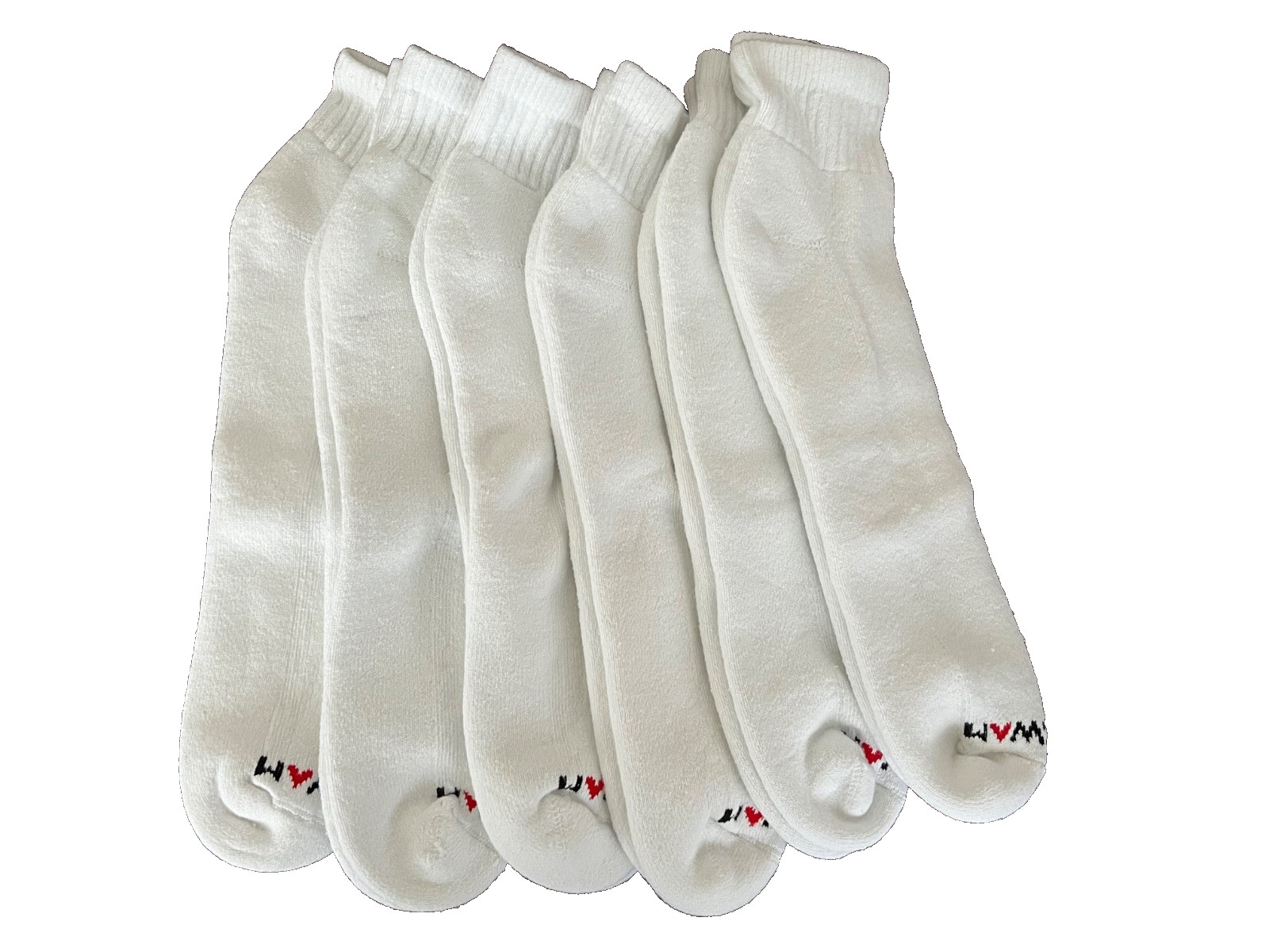 WIGWAM SUPER 60 QUARTER SOCKS 6-PAIRS COTTON BLEND WHITE SZ 2L FIT’S 15-17 SHOE