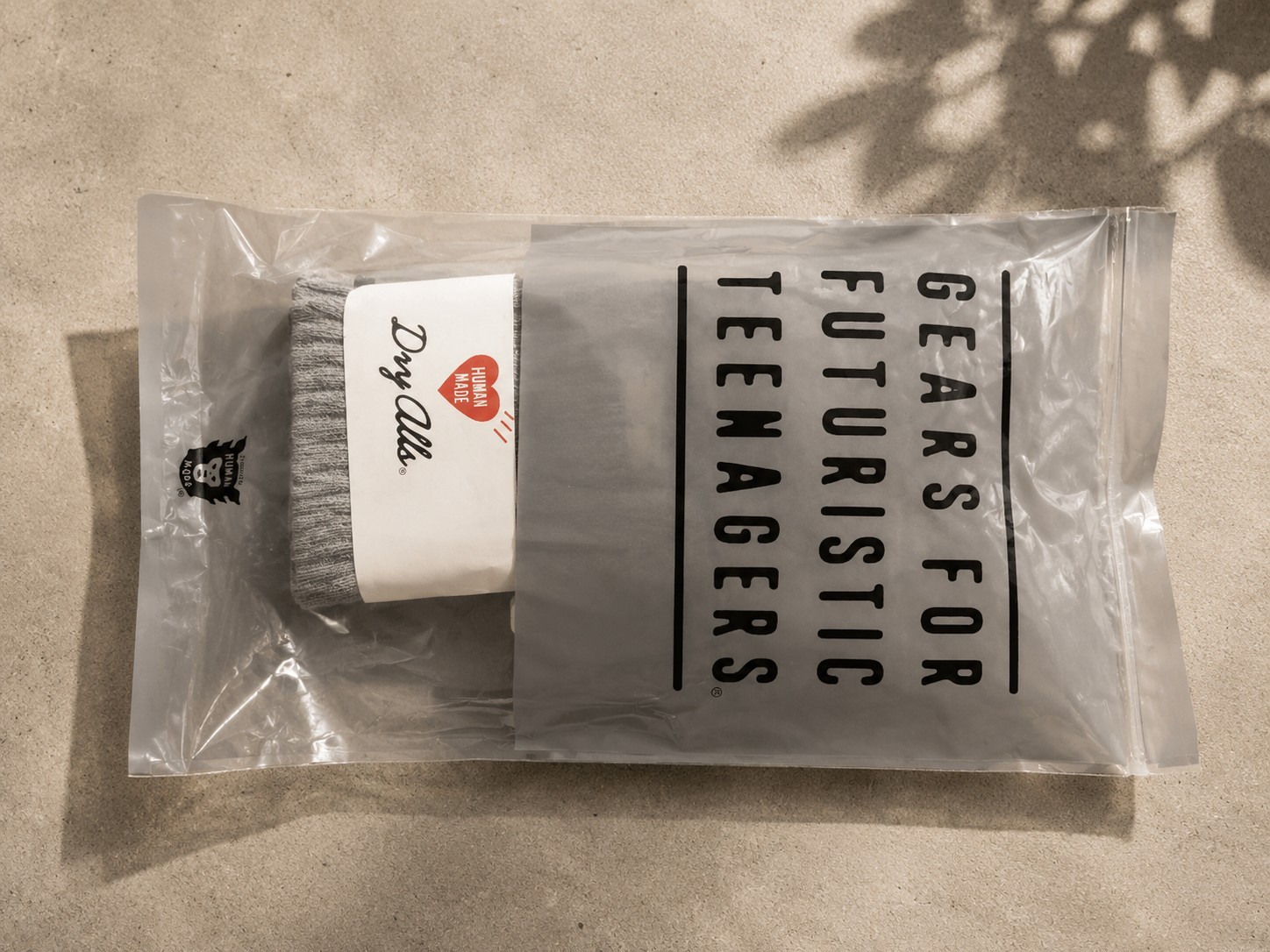 HUMAN MADE Crew Socks Gray Ribbed Knit Cotton Heart Logo 1 Pair Size L