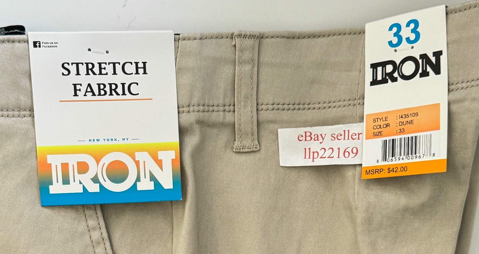 IRON CO Men’s Stretch Shorts (SIZE 33) Flex Waist Flat Front SAND DUNE New Tag!