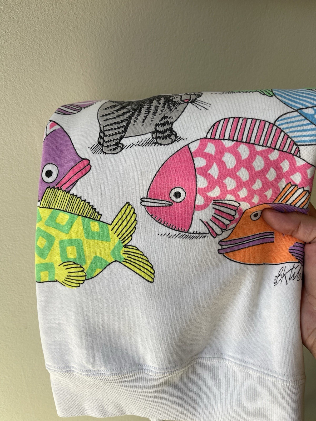 Vintage Crazy Shirt B Kliban Cat So Many Fish So Little Time Sweatshirt Size L