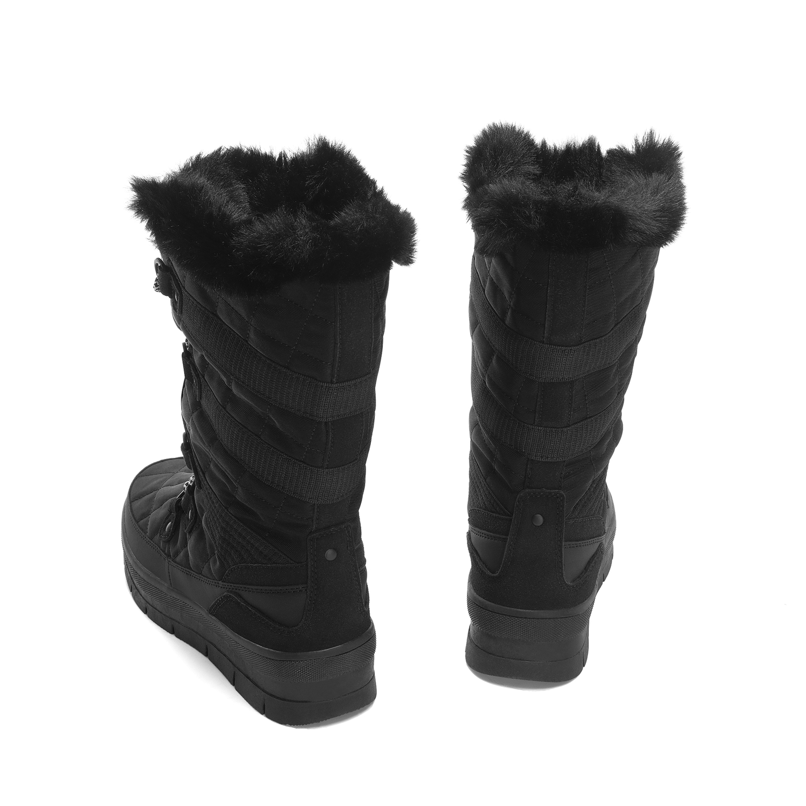 Women Snow Boots Classic Fur Lined Lace up Mid Calf Outdoor Indoor Ski Boots
