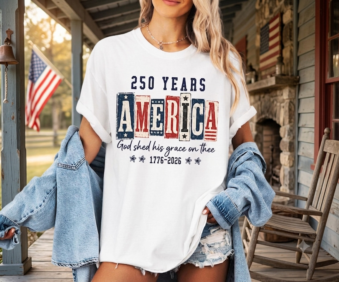 America 250 Years 1776-2026 Patriotic Vintage USA Flag Graphic T-Shirt Unisex Te
