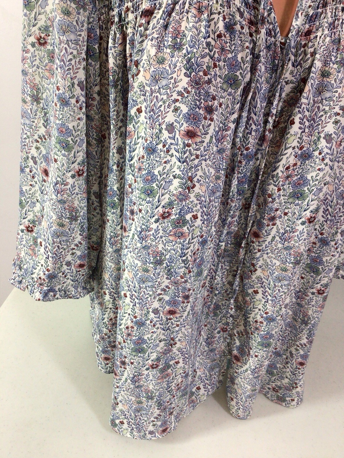 Rose & Olive Floral Blouse Peasant Top Womens 2X