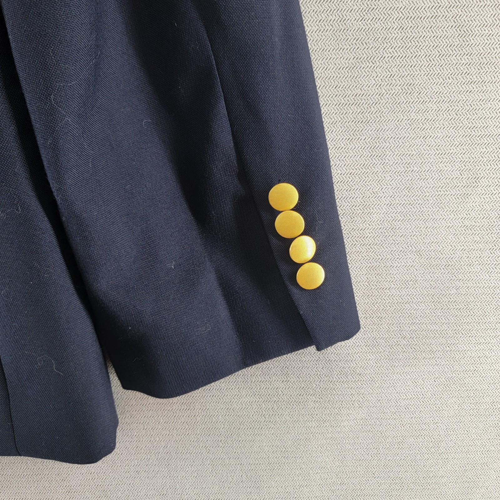 Lands End Mens Blazer Wool Navy Blue Gold Button Jacket Sport Coat Size 42R