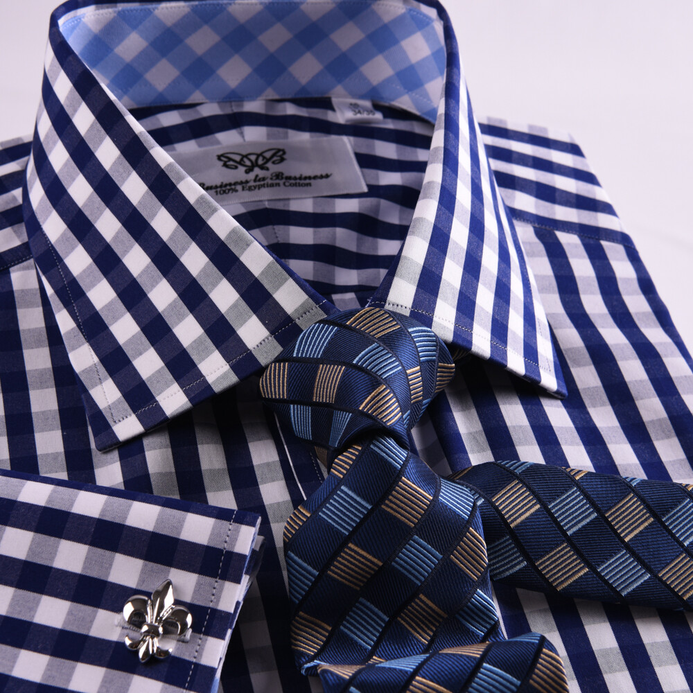 Best Classic Check Business Dress Shirt Men’s Classic Formal French Cuff Style