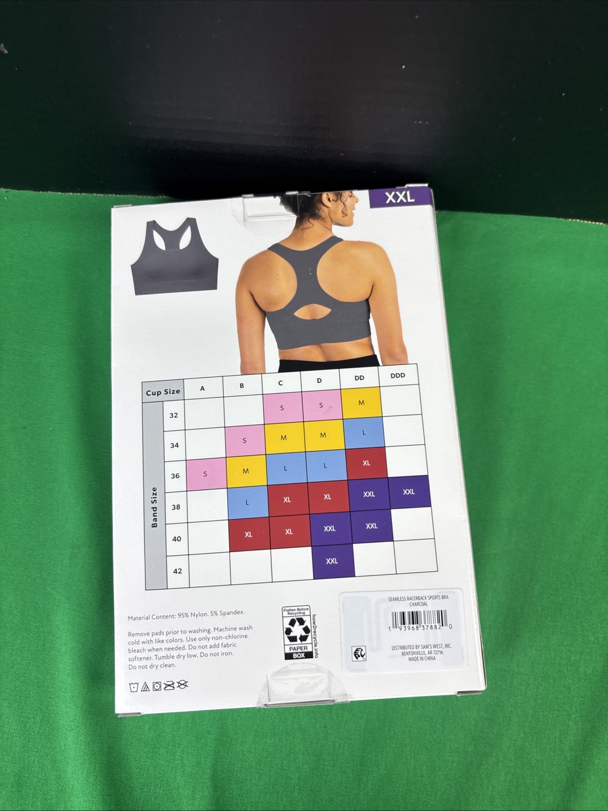 Member’s Mark Seamless Racerback Sports Bra Size XXL Charcoal