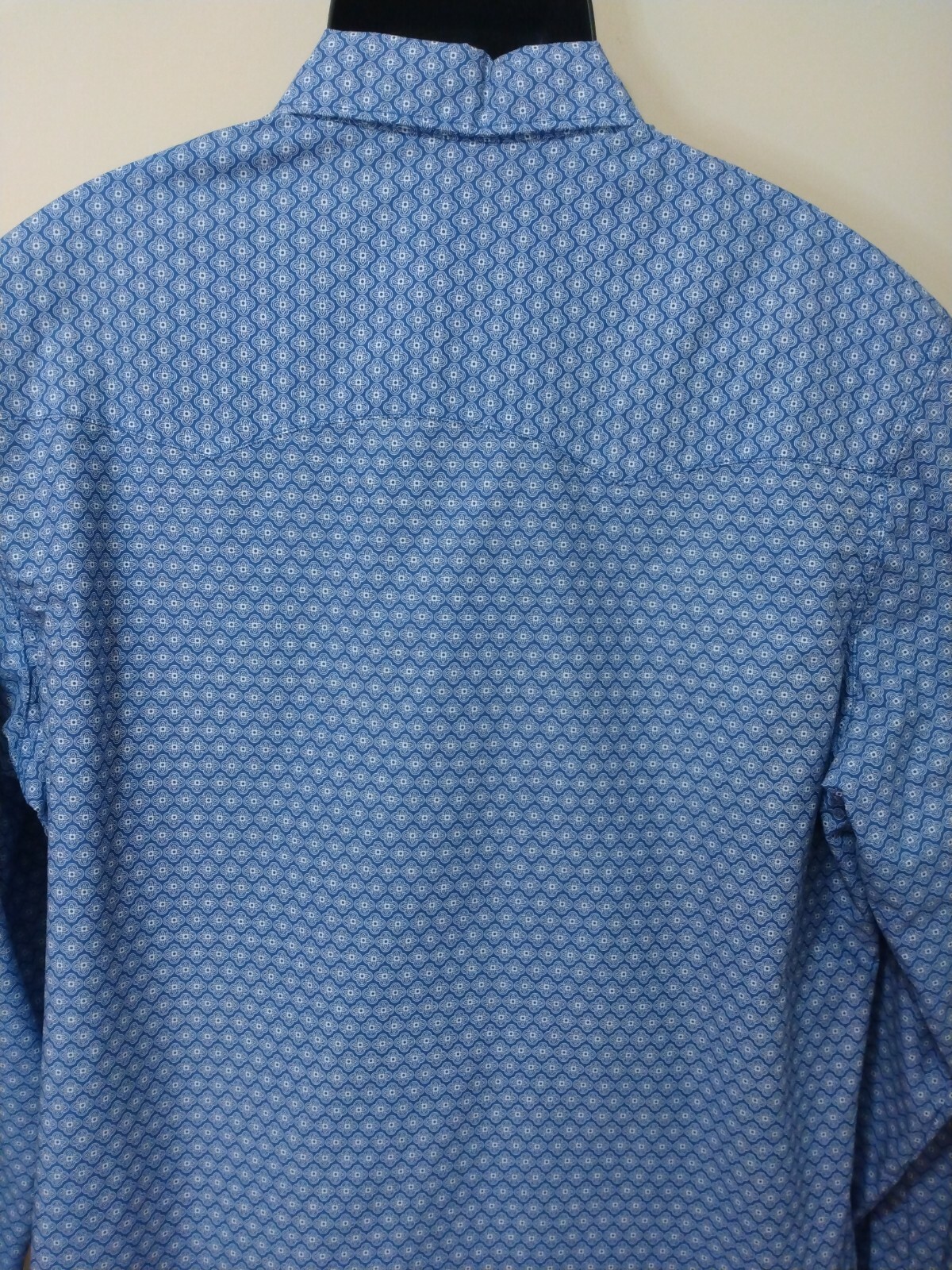 Wrangler Men’s Western Wrancher Cowboy Pearl Snap Shirt Geometric Blue L