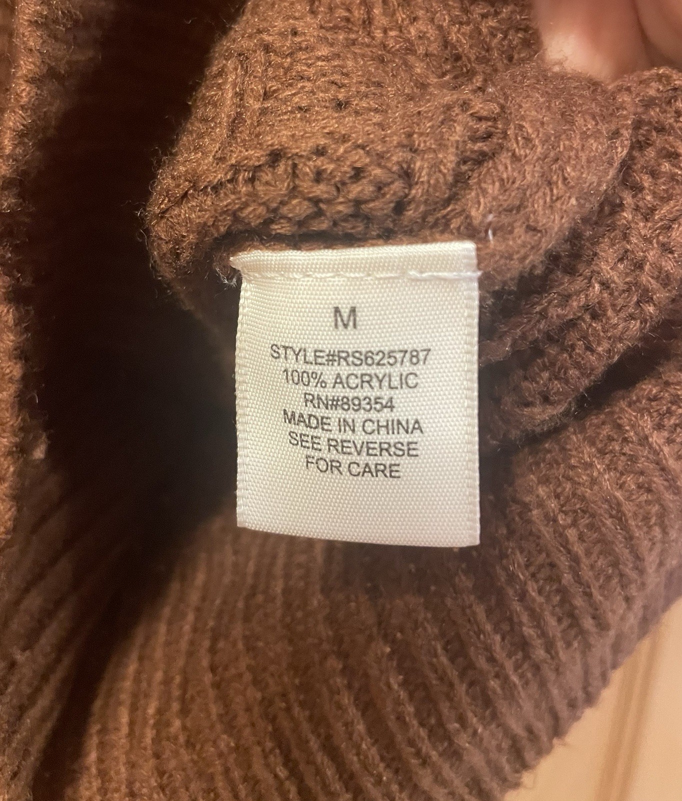 No Comment Brown Cropped Cable-Knit V-Neck Sweater Vest M Acrylic RS625787