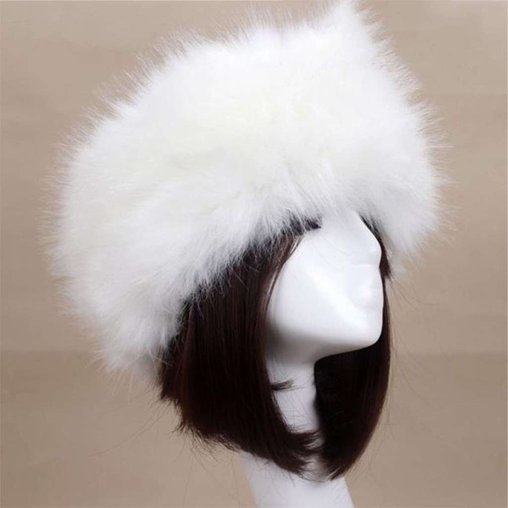 Women Russian Fluffy Faux Fur Headband Hat ladies Winter Ear Flap Ski Cap Warm