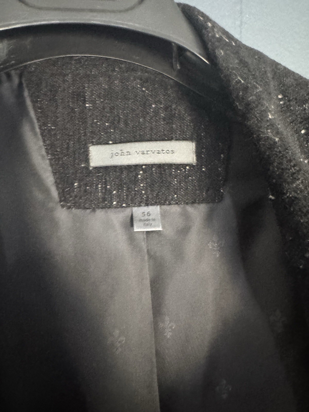 John Varvatos Men’s Black Wool Blend Pea Coat 56