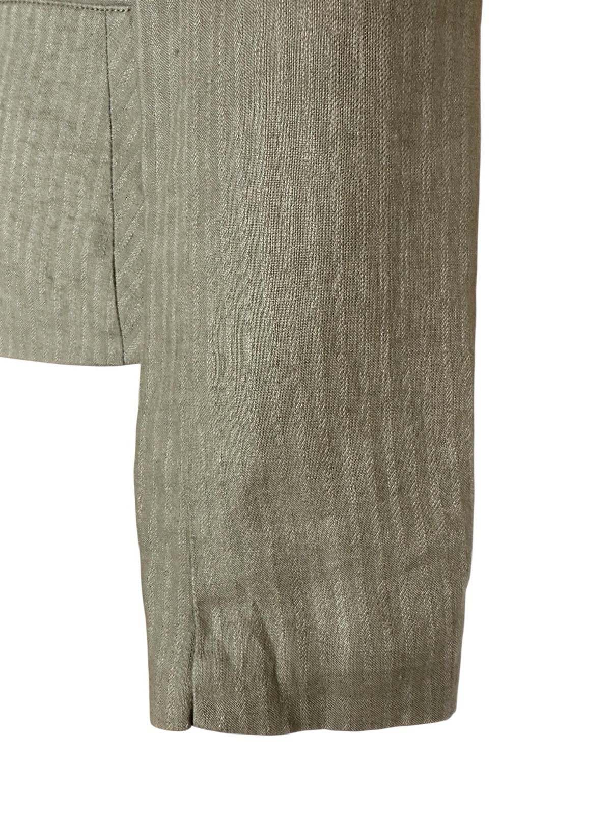 Long Tall Sally Olive Green 100% Linen Pinstripe Blazer UK 12 VGC Fully Lined