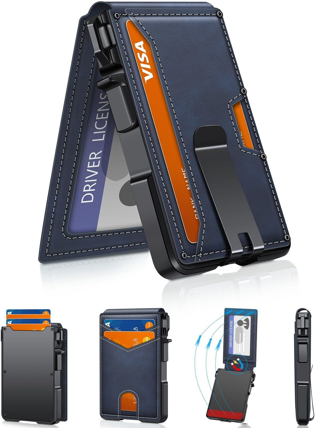Wallet for Men, Mens Minimalist Wallet 9-13 Cards, Slim Compact Wallet with Mone