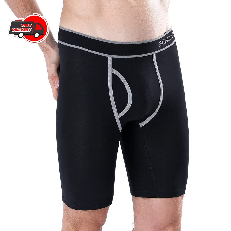 Men’s Long Leg Cotton Boxer Shorts Soft Stretch Breathable Premium Underwear