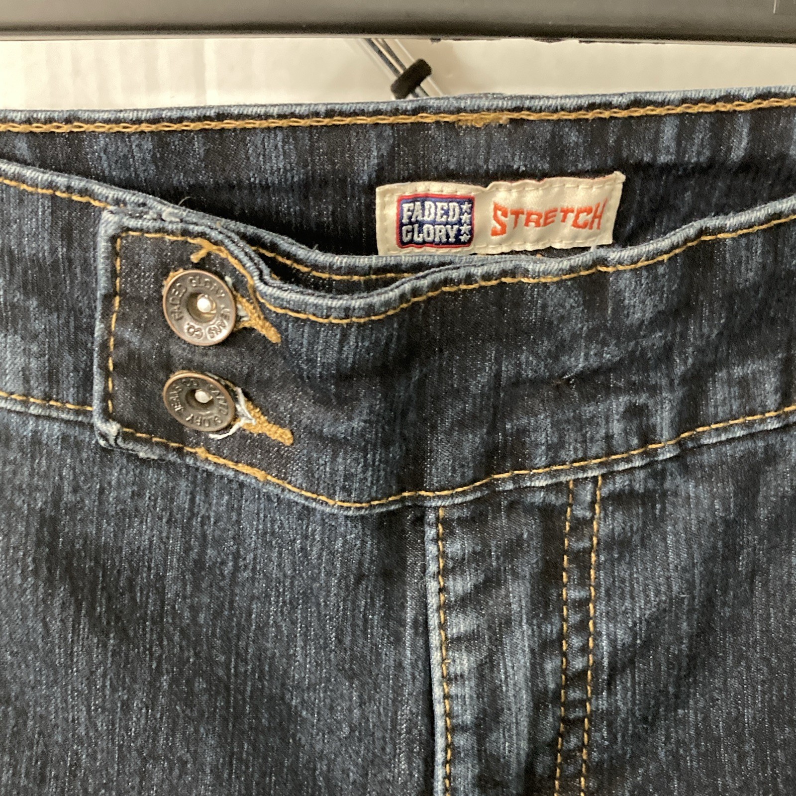 Faded Glory Women’s Wide-Leg Jeans Blue Dark Wash Denim Stretch 5-Pocket 8