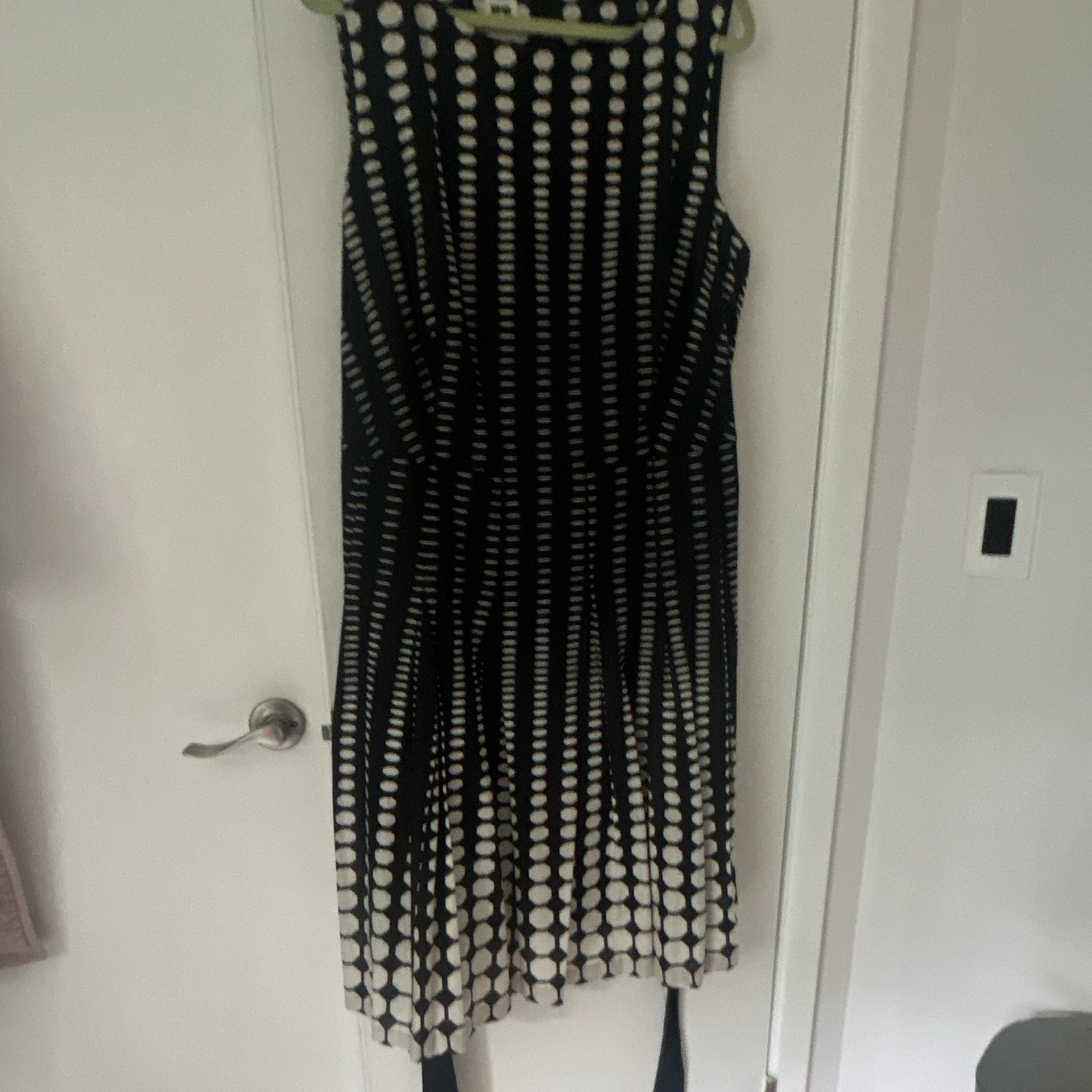 Anne Klein Women’s Fit & Flare Dress Boat Neck Polka Dot Black/White 18W