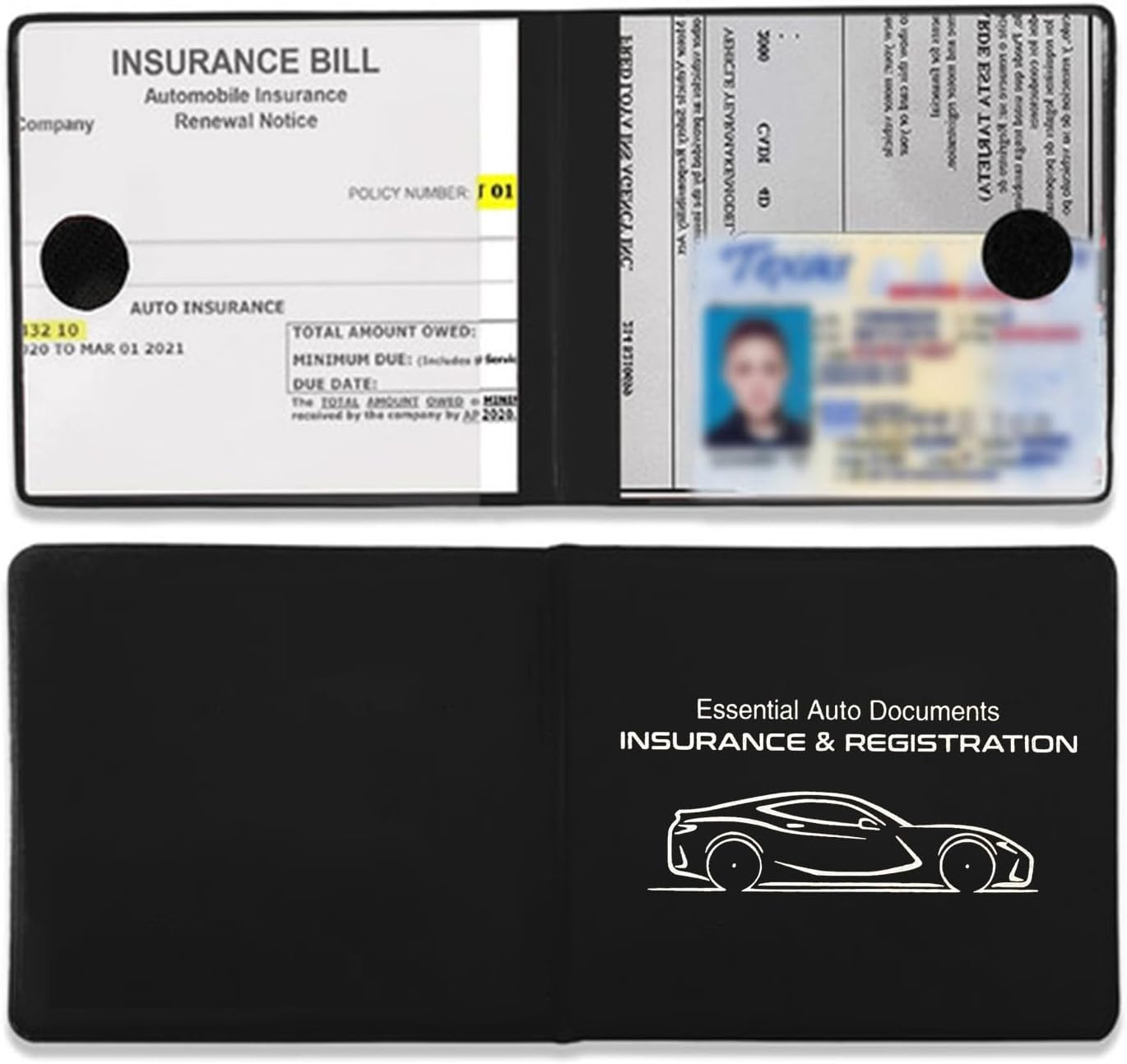 2PCS Car Registration and Insurance Holder, 10.6”×4.8” Essential Auto Card Glo