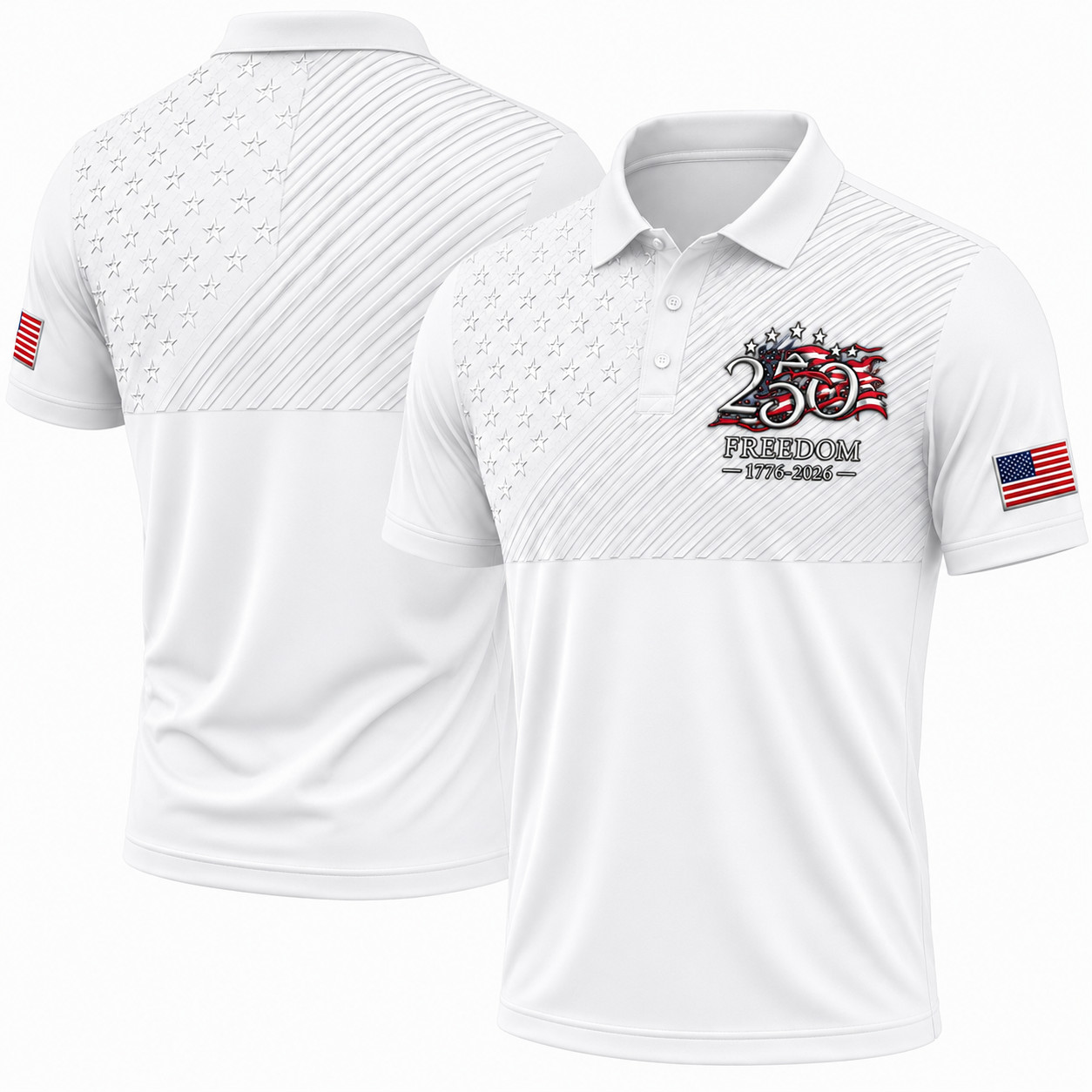 Men’s America 250th Anniversary Print Casual Polo Shirt