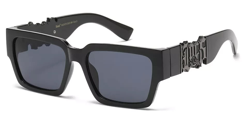 Men’s Locs Sunglasses Black Metal Logo Frame Category 3 Dark Lens Sunglasses