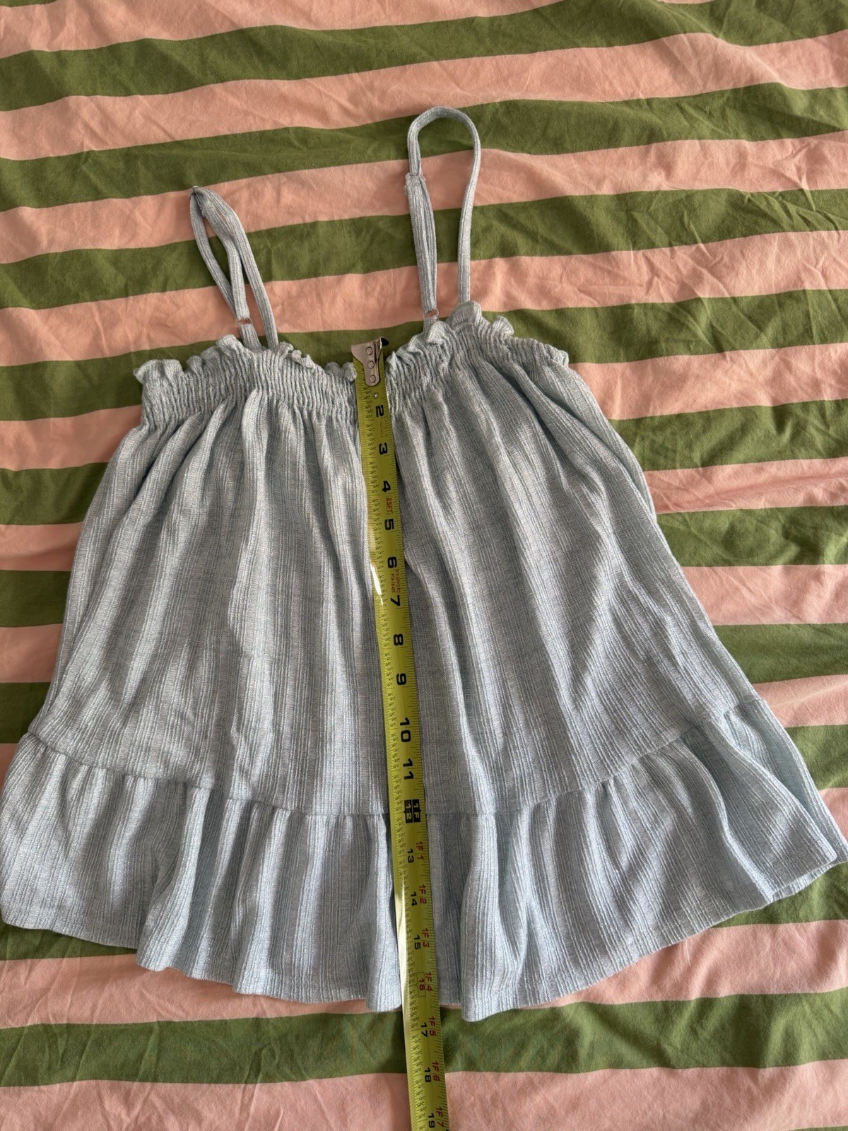 Amadi Blue Teal Shimmery Tank Flowy Boho Elastic Top Sz S Barely Worn