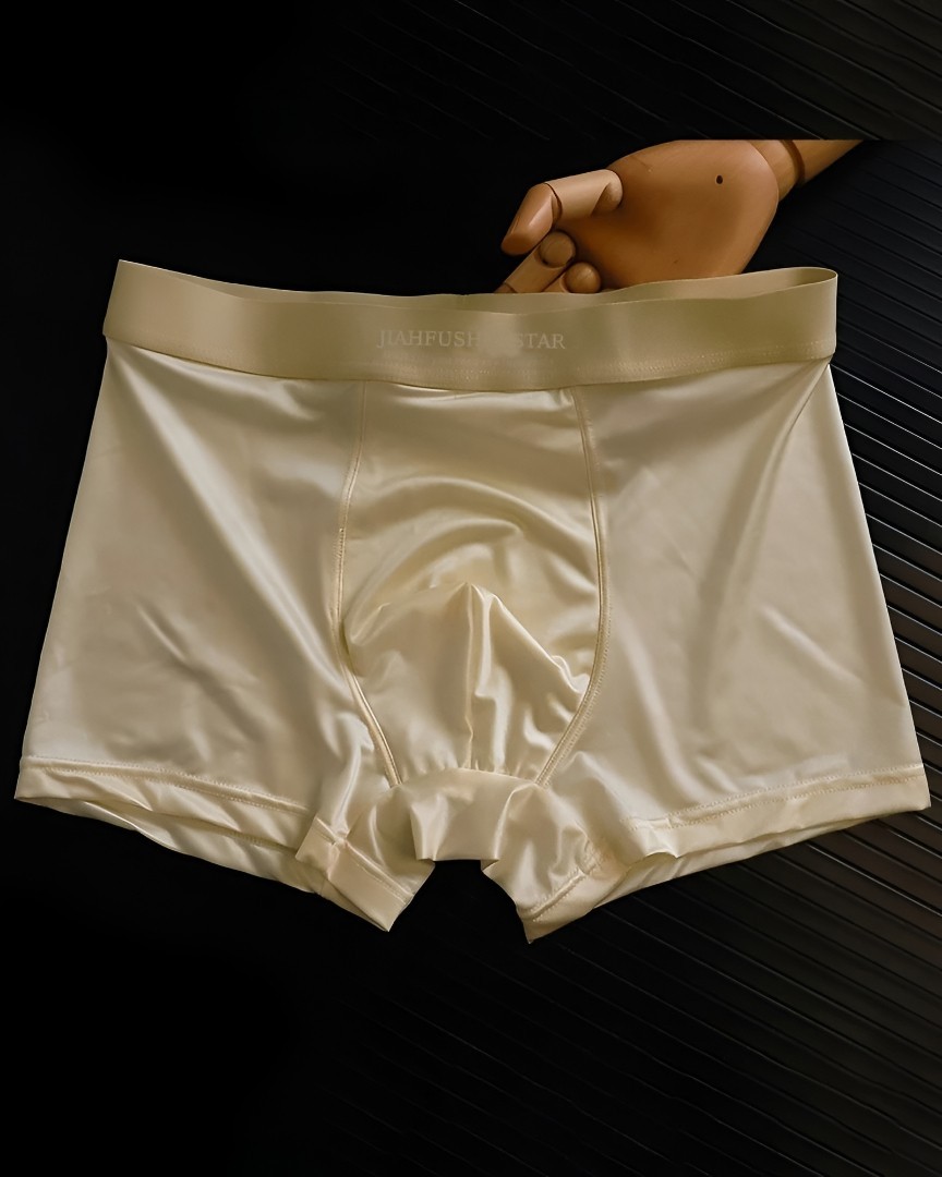 4PCS Men’s Ice Silk Underwear Breathable Boxer Shorts Seamless Satin Soft Briefs