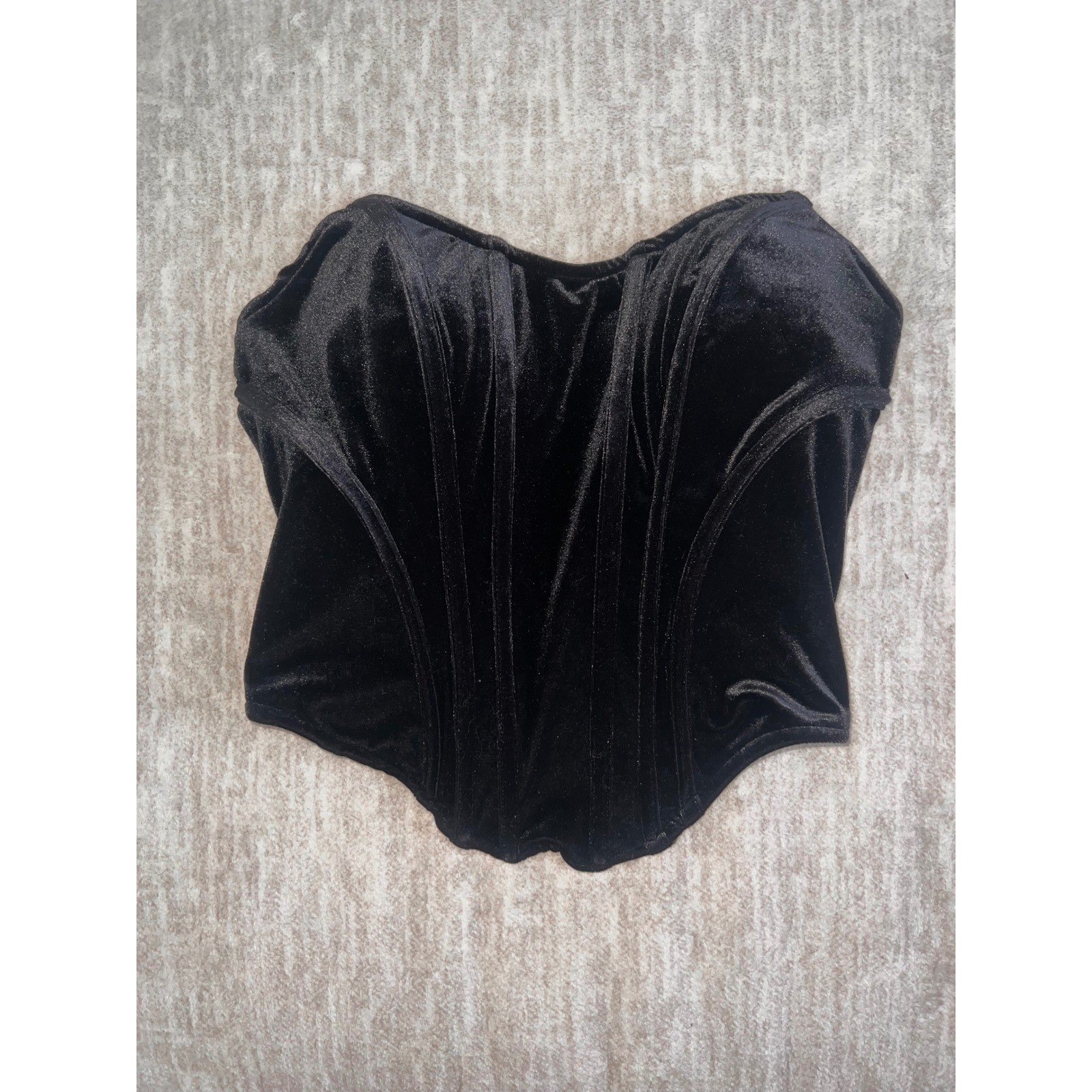 JLUXLABEL Black Velvet Sexy Corset Top & Metallic Pleated Maxi Skirt Set Medium