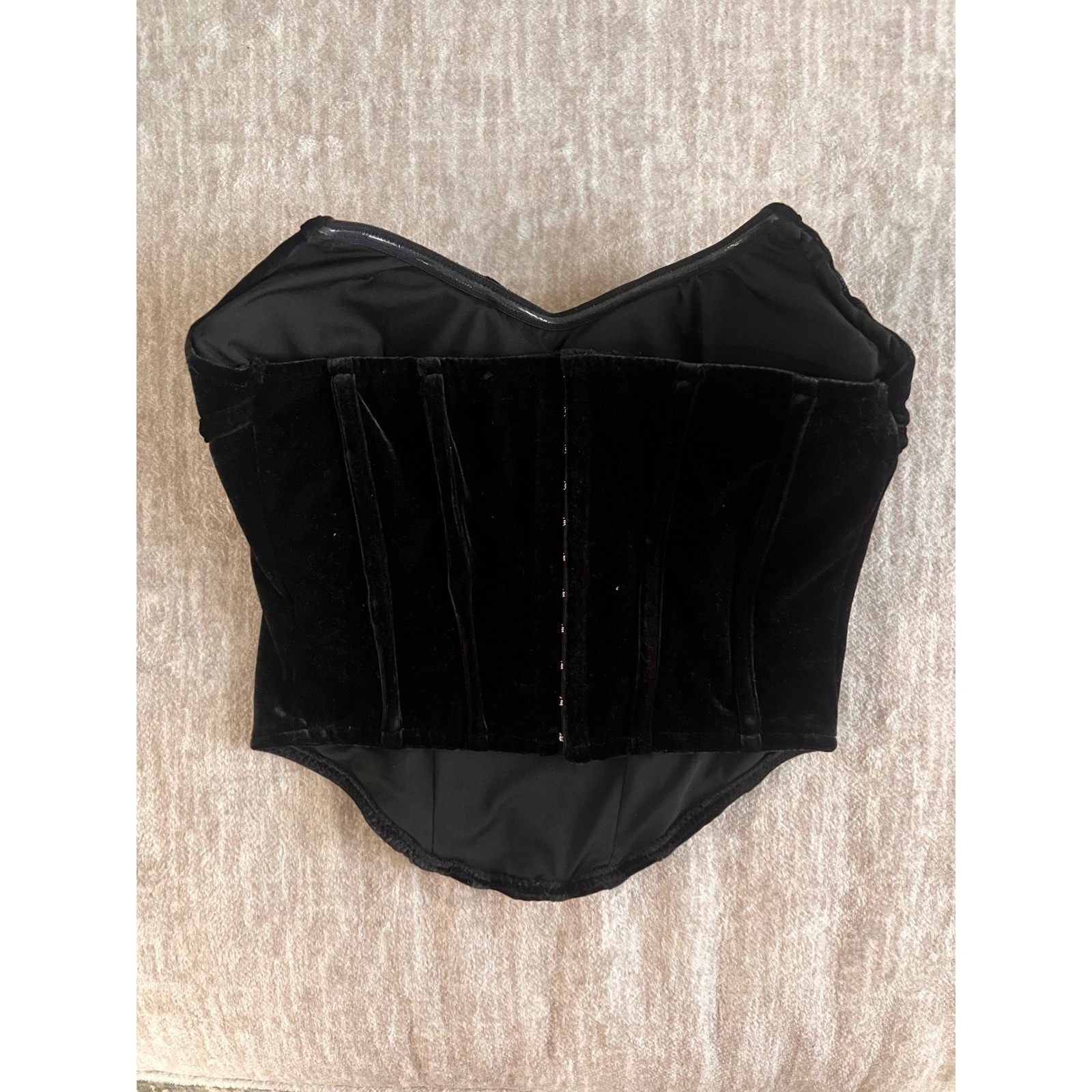 JLUXLABEL Black Velvet Sexy Corset Top & Metallic Pleated Maxi Skirt Set Medium