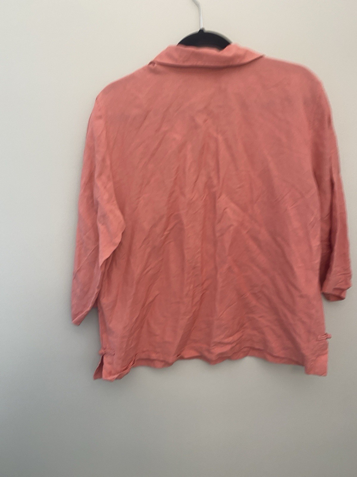Preswick & Moore Pink Embroidered Linen Rayon Collared 3/4 Sleeve Blouse 1X