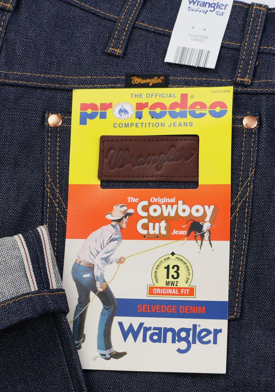 Wrangler 13MWZ Men’s Jeans 100% Cotton Selvedge Denim Broken Twill Dark Indigo