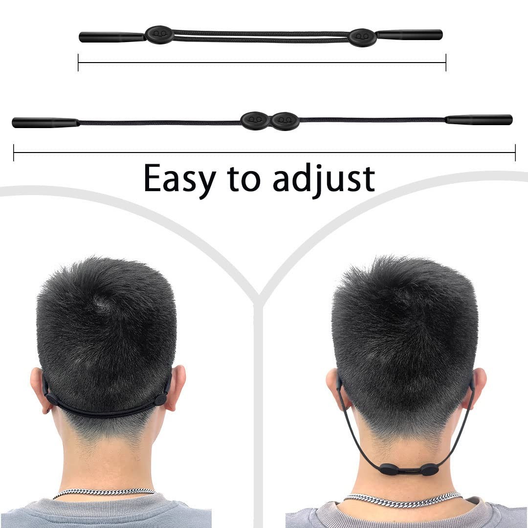 Festty Glasses Strap Sports 3 pcs, Eyeglasses Holder for Medium, Black