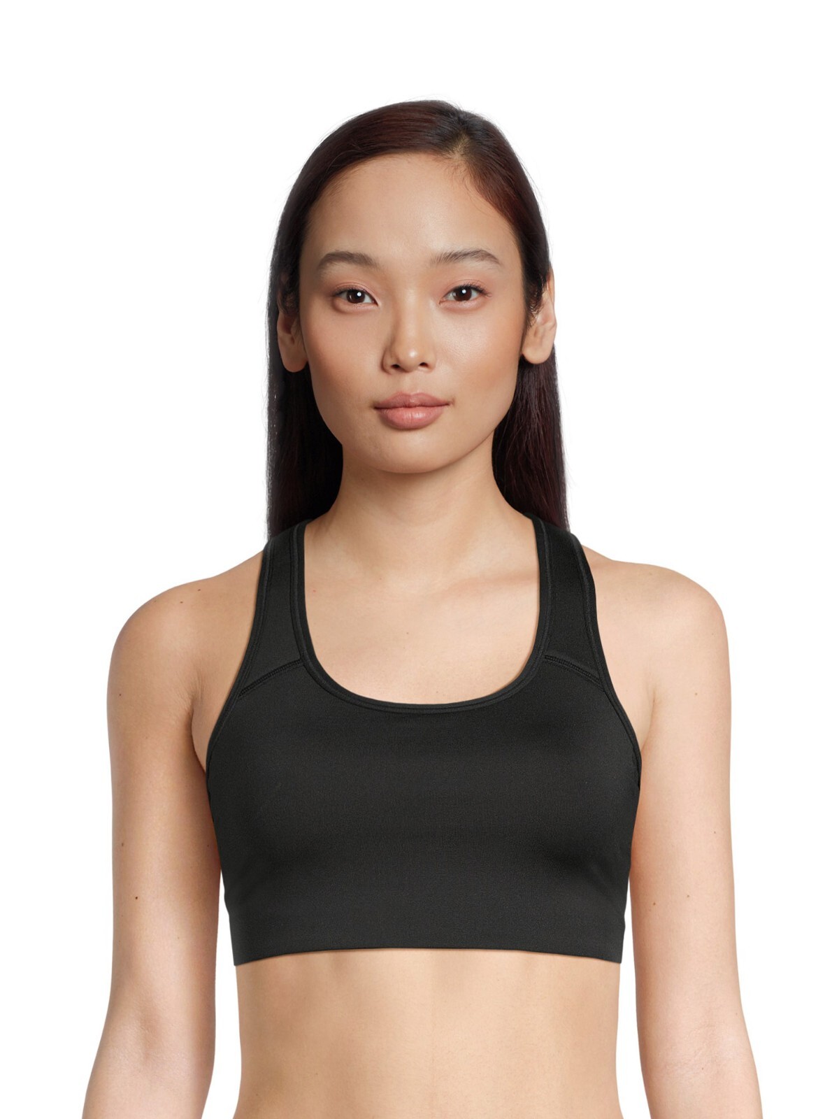 Avia Sports Bra Womens Large Black Support Racerback Scoop Neck Pullover Stretch