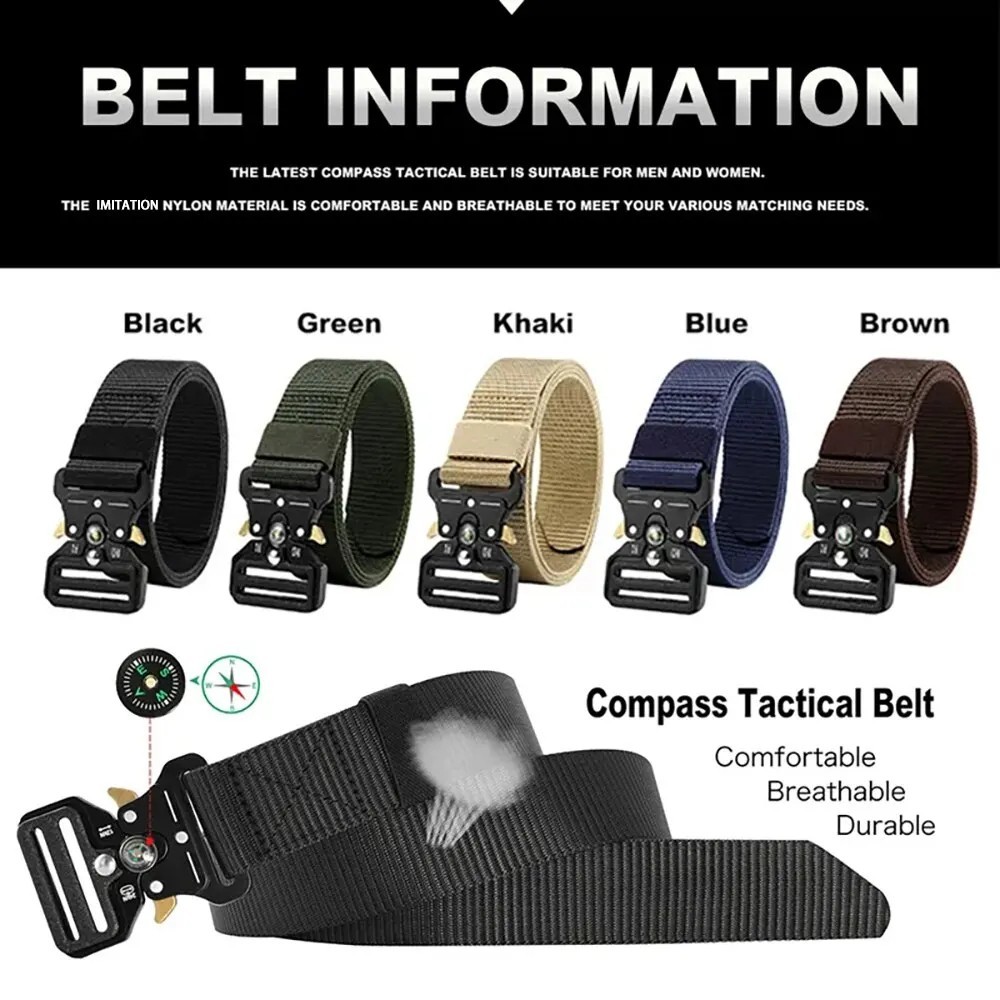 MEN Casual Military Tactical Army Adjustable Quick Release Belts Pants Waistband