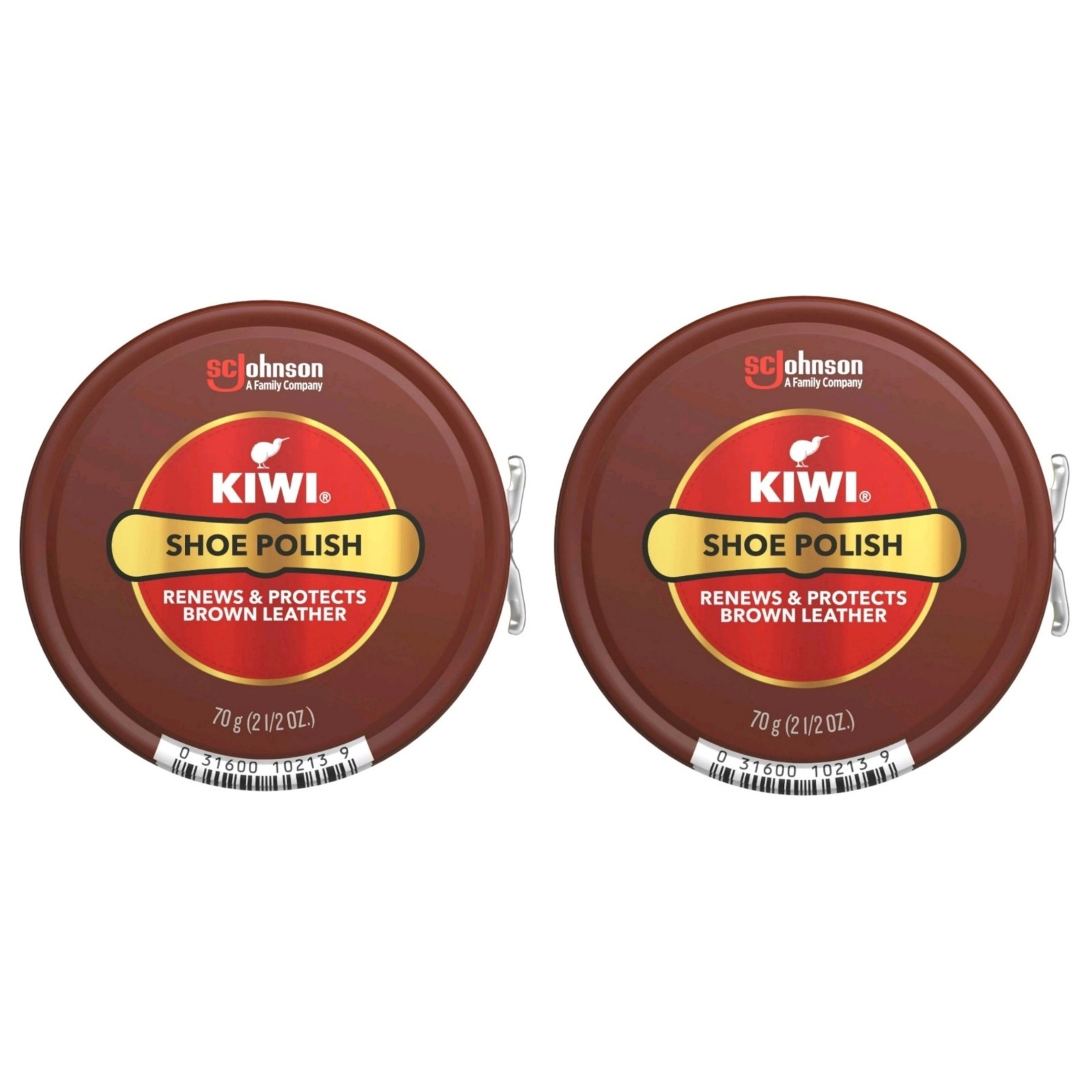 Kiwi Brown Shoe Polish 2.5oz 70g 2 Pack Renews & Protects Leather Shoes Bags