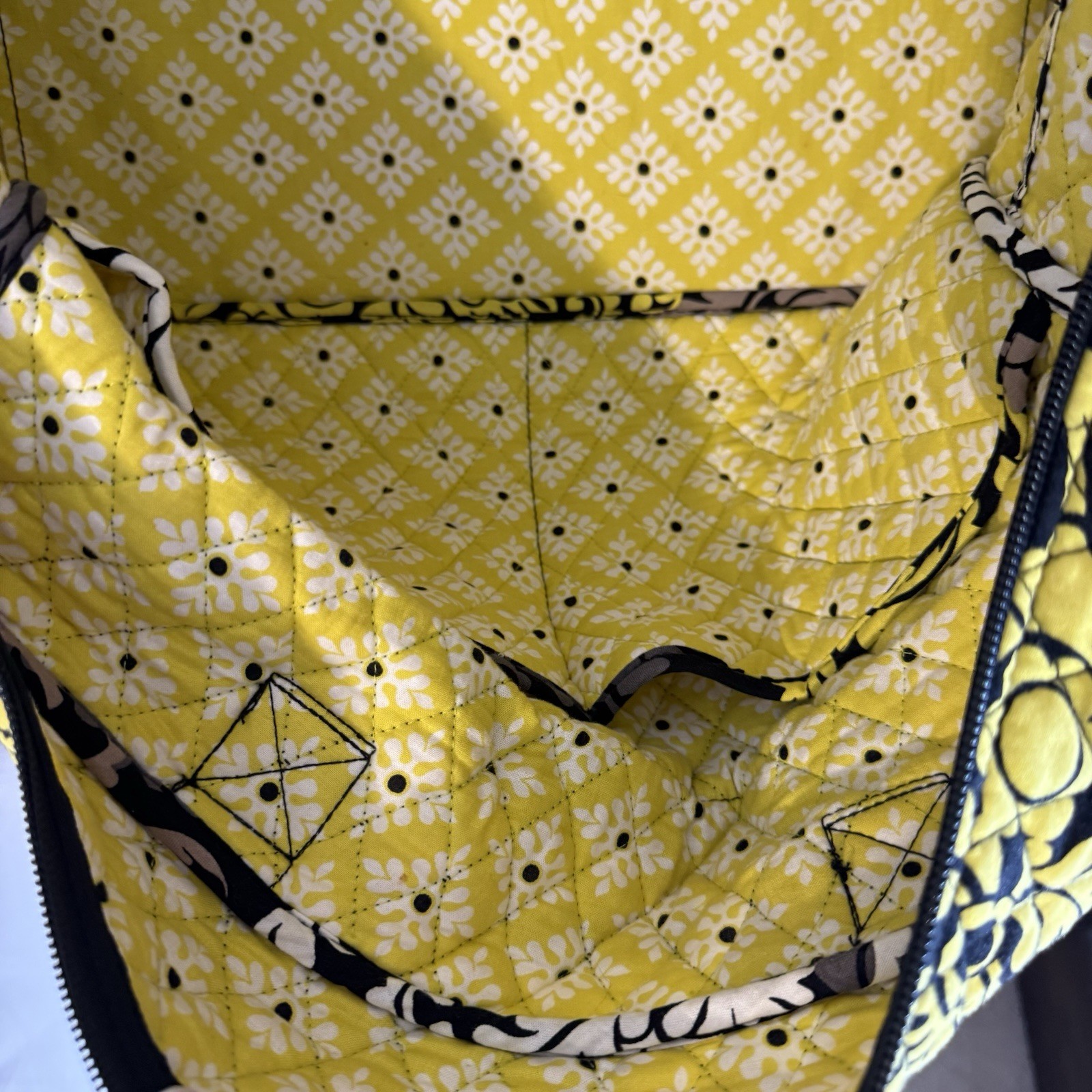 Vera Bradley Fanfare Traveler Weekender Bag Black White Yellow Boho Paisley