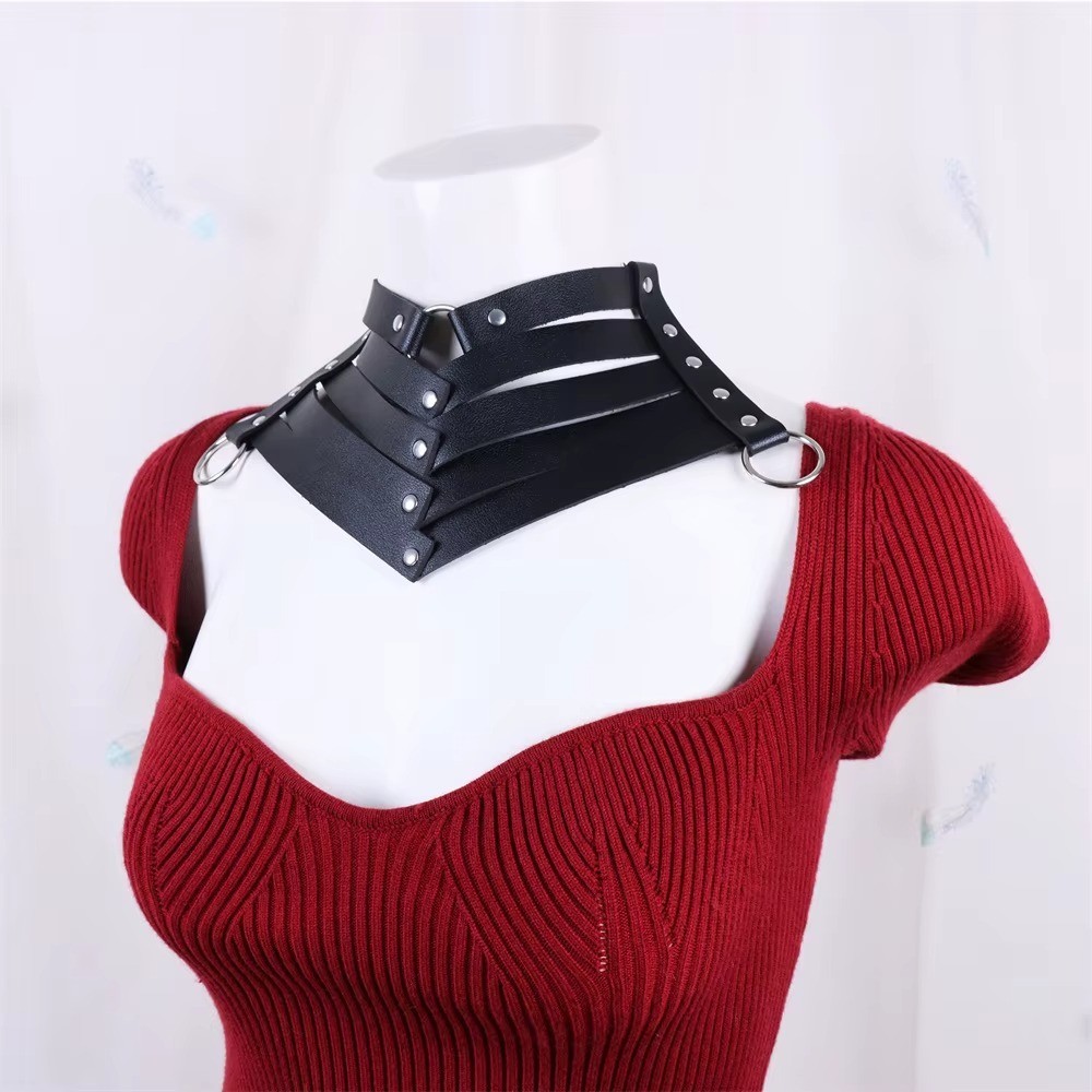 Black Sexy Trendy Rock Gothic Collar Necklaces Jewelry Gothic Leather Belt Rivet