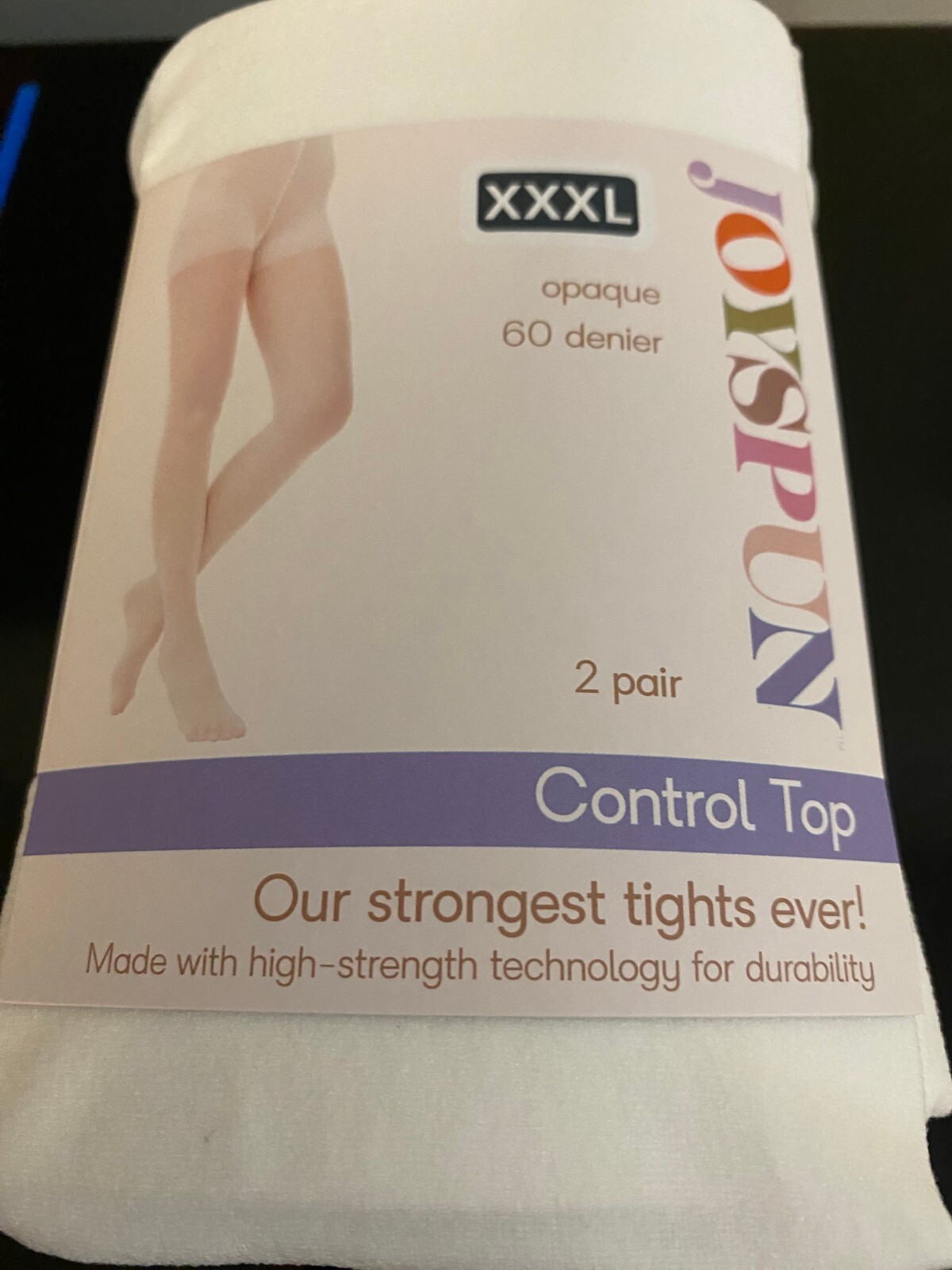NEW WOMEN’S SIZE XXXL JOYSPUN 2 PACK WHITE /CHINO OPAQUE TIGHTS 60 DENIER