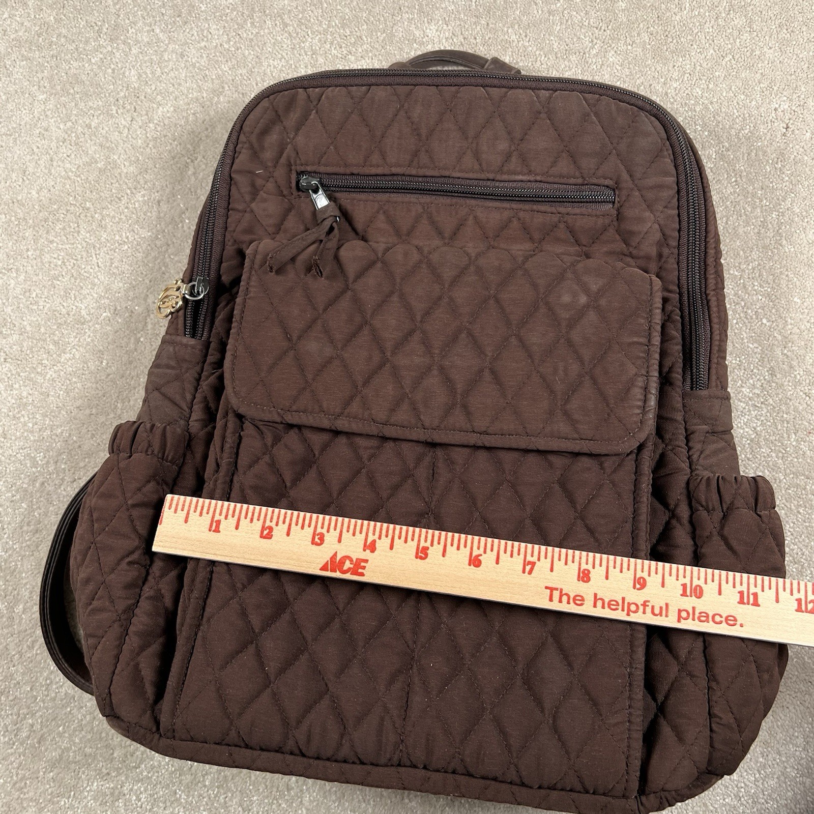 Vera Bradley BackPack Quilted Brown Essential Classic Cotton School Casual