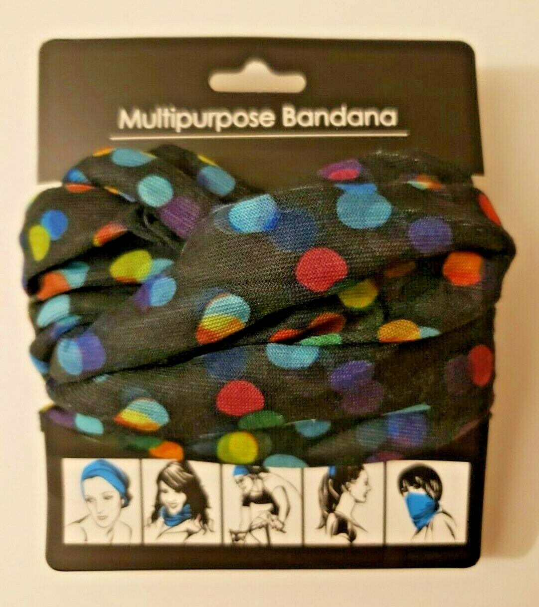 2 pack Multi-use Face Mask Tube Scarf Bandana Head Neck Gaiter Snood Poka Dot